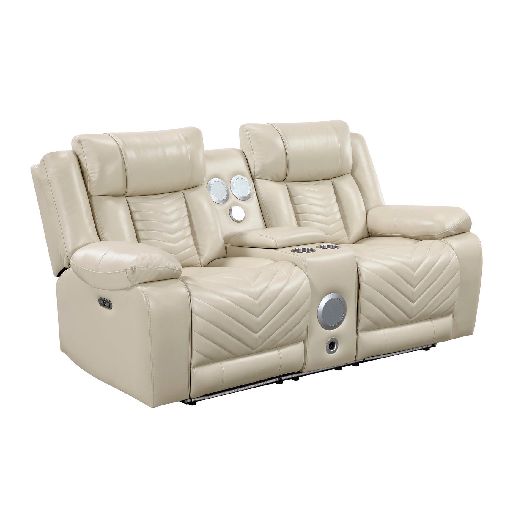 Huron Beige Power Double Reclining Loveseat - Ornate Home