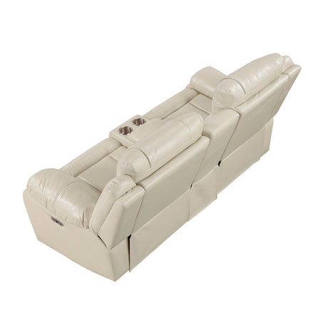 Huron Beige Power Double Reclining Loveseat - Ornate Home