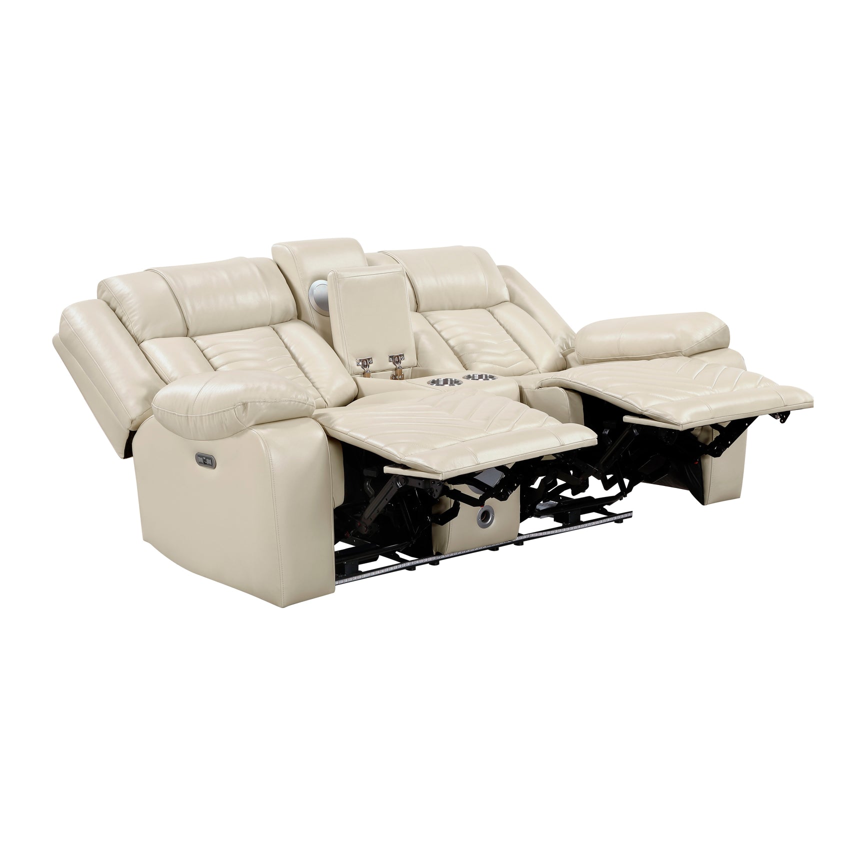 Huron Beige Power Double Reclining Loveseat - Ornate Home