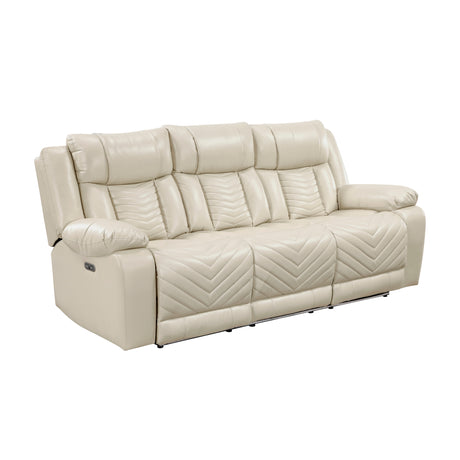 Huron Beige Power Double Reclining Sofa - Ornate Home
