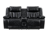 Huron Black Power Double Reclining Loveseat - Ornate Home