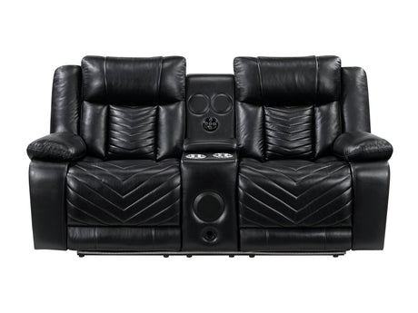 Huron Black Power Double Reclining Loveseat - Ornate Home