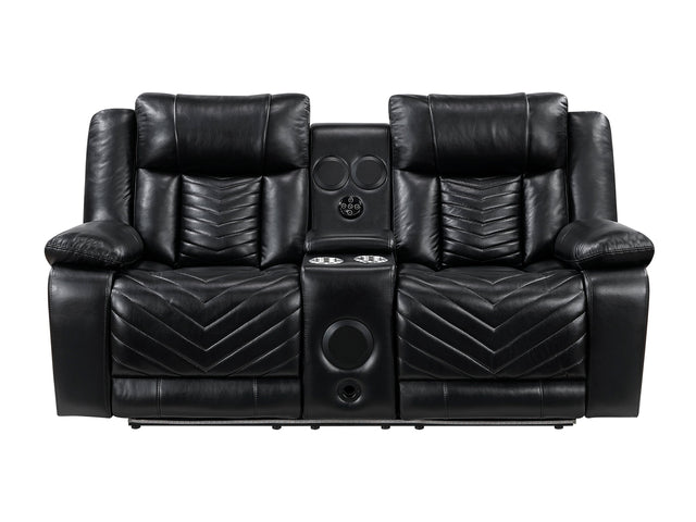 Huron Black Power Double Reclining Loveseat - Ornate Home