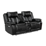 Huron Black Power Double Reclining Loveseat - Ornate Home