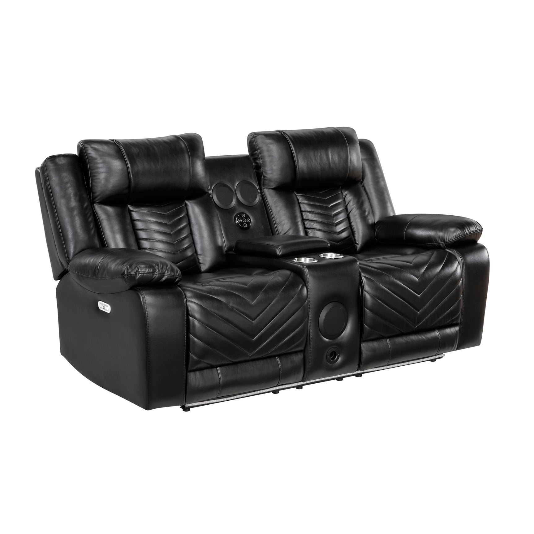 Huron Black Power Double Reclining Loveseat - Ornate Home