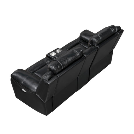 Huron Black Power Double Reclining Loveseat - Ornate Home