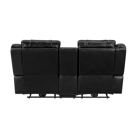 Huron Black Power Double Reclining Loveseat - Ornate Home