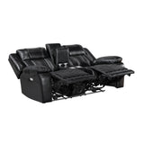 Huron Black Power Double Reclining Loveseat - Ornate Home