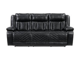Huron Black Power Double Reclining Sofa - Ornate Home