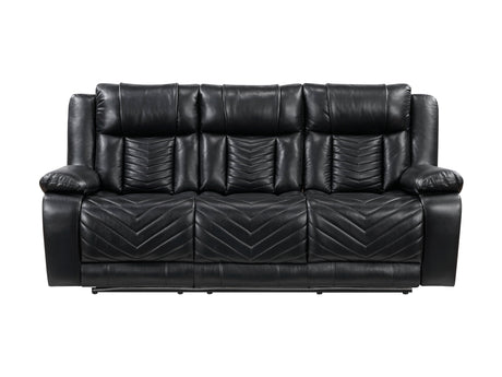 Huron Black Power Double Reclining Sofa - Ornate Home