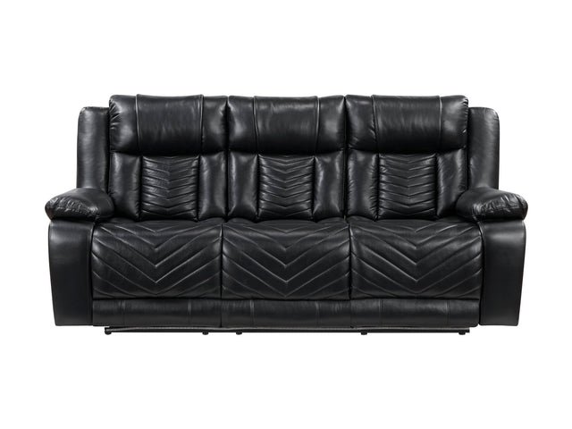Huron Black Power Double Reclining Sofa - Ornate Home