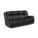 Huron Black Power Double Reclining Sofa - Ornate Home
