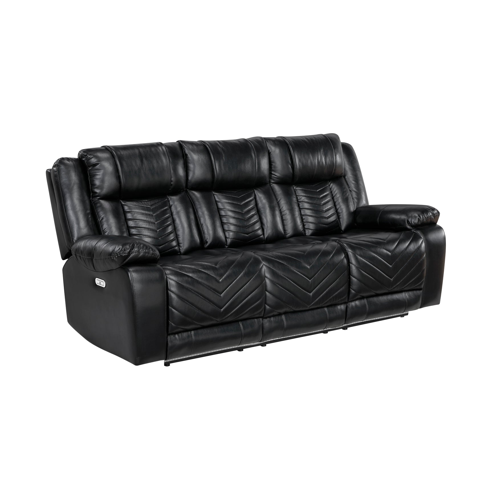 Huron Black Power Double Reclining Sofa - Ornate Home