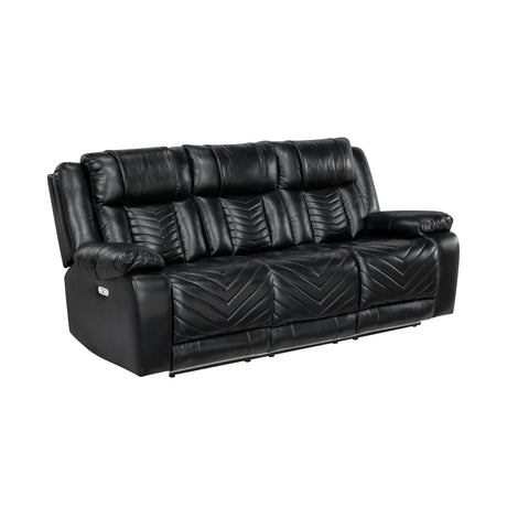Huron Black Power Double Reclining Sofa - Ornate Home