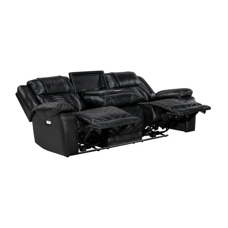 Huron Black Power Double Reclining Sofa - Ornate Home