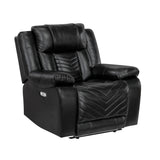 Huron Black Power Reclining Chair - Ornate Home