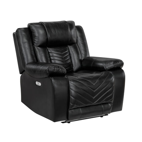 Huron Black Power Reclining Chair - Ornate Home