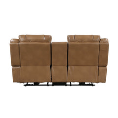 Huron Brown Power Double Reclining Loveseat With Center Console Wireless Speakers Led And Charging Ports - Ornate Home