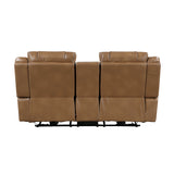 Huron Brown Power Double Reclining Loveseat With Center Console Wireless Speakers Led And Charging Ports - Ornate Home