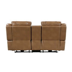 Huron Brown Power Double Reclining Loveseat With Center Console Wireless Speakers Led And Charging Ports - Ornate Home