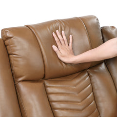 Huron Brown Power Double Reclining Loveseat With Center Console Wireless Speakers Led And Charging Ports - Ornate Home