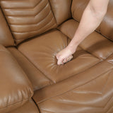 Huron Brown Power Double Reclining Loveseat With Center Console Wireless Speakers Led And Charging Ports - Ornate Home