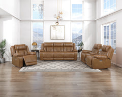 Huron Brown Power Double Reclining Loveseat With Center Console Wireless Speakers Led And Charging Ports - Ornate Home