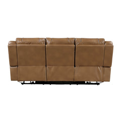 Huron Brown Power Double Reclining Sofa With Center Drop-down Cup Holders Wireless Charger Magazine Bag Led And Charging Ports - Ornate Home