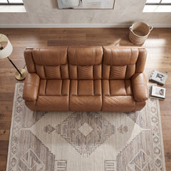 Huron Brown Power Double Reclining Sofa With Center Drop-down Cup Holders Wireless Charger Magazine Bag Led And Charging Ports - Ornate Home