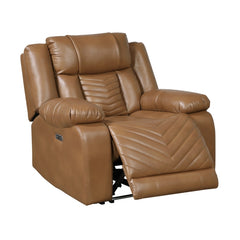 Huron Brown Power Reclining Chair With Led And Charging Ports - Ornate Home