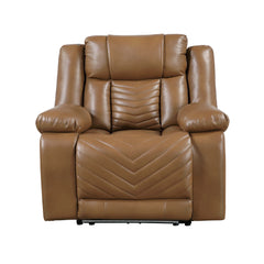 Huron Brown Power Reclining Chair With Led And Charging Ports - Ornate Home