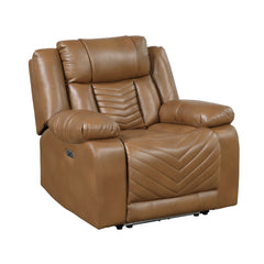 Huron Brown Power Reclining Chair With Led And Charging Ports - Ornate Home