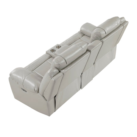 Huron Gray Power Double Reclining Loveseat - Ornate Home