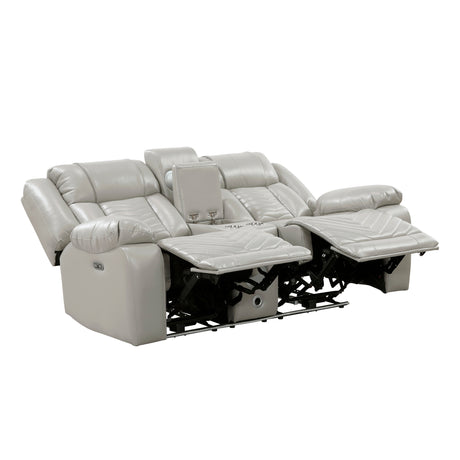 Huron Gray Power Double Reclining Loveseat - Ornate Home