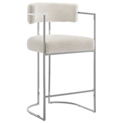 Huron Silver/Cream Curved Back Fabric and Metal Counter Stool - Ornate Home