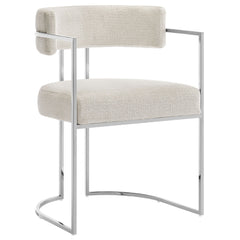 Huron Silver/Cream Curved Back Fabric and Metal Dining Accent Chair - Ornate Home