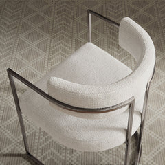 Huron Silver/Cream Curved Back Fabric and Metal Dining Accent Chair - Ornate Home