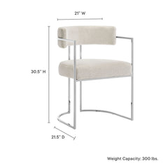 Huron Silver/Cream Curved Back Fabric and Metal Dining Accent Chair - Ornate Home