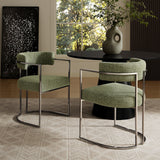 Huron Silver/Leaf Curved Back Fabric and Metal Dining Accent Chair - Ornate Home