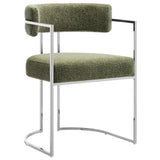 Huron Silver/Leaf Curved Back Fabric and Metal Dining Accent Chair - Ornate Home