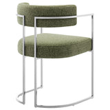 Huron Silver/Leaf Curved Back Fabric and Metal Dining Accent Chair - Ornate Home