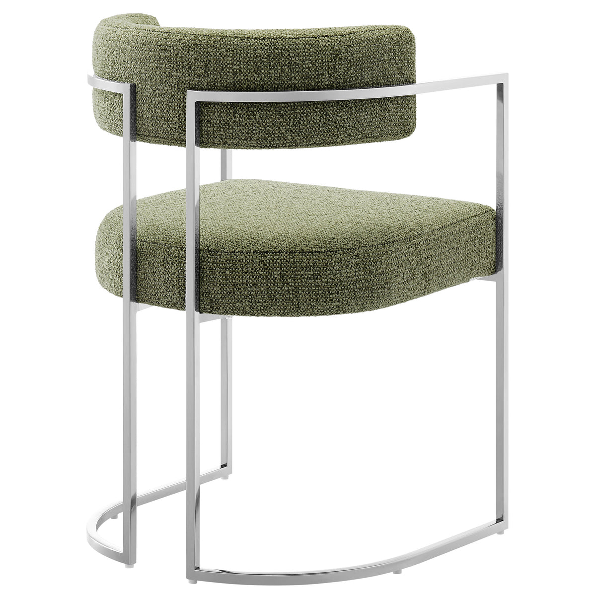 Huron Silver/Leaf Curved Back Fabric and Metal Dining Accent Chair - Ornate Home