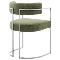 Huron Silver/Leaf Curved Back Fabric and Metal Dining Accent Chair - Ornate Home