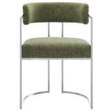 Huron Silver/Leaf Curved Back Fabric and Metal Dining Accent Chair - Ornate Home