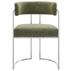 Huron Silver/Leaf Curved Back Fabric and Metal Dining Accent Chair - Ornate Home