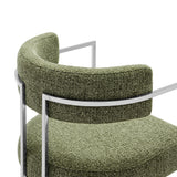 Huron Silver/Leaf Curved Back Fabric and Metal Dining Accent Chair - Ornate Home