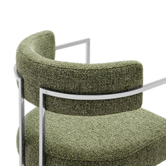 Huron Silver/Leaf Curved Back Fabric and Metal Dining Accent Chair - Ornate Home