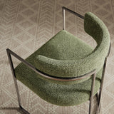 Huron Silver/Leaf Curved Back Fabric and Metal Dining Accent Chair - Ornate Home