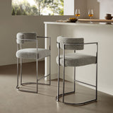 Huron Silver/Wheat Curved Back Fabric and Metal Counter Stool - Ornate Home