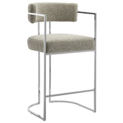 Huron Silver/Wheat Curved Back Fabric and Metal Counter Stool - Ornate Home